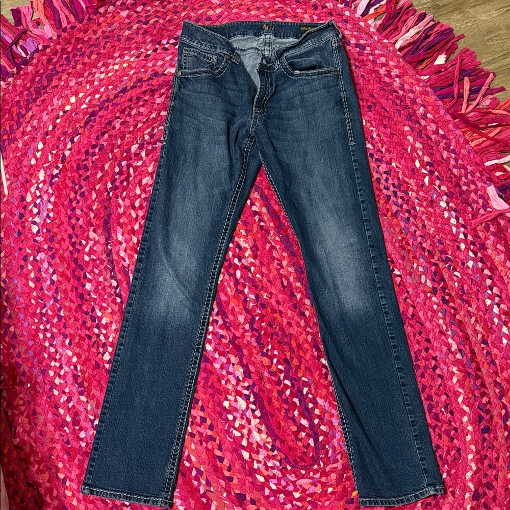 Men’s Rock 47 Denim Wrangler Classic Dark Wash Straight Jeans - Blue
